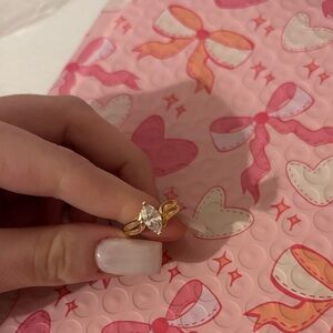 Elegant Gold Ring with Clear Gemstone 14KT